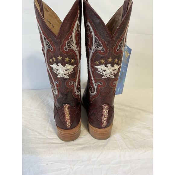 Stingray Lizard Patch Work J Toe Cowboy Boots by El General 1901 Mens Size 6 - Picture 3 of 7